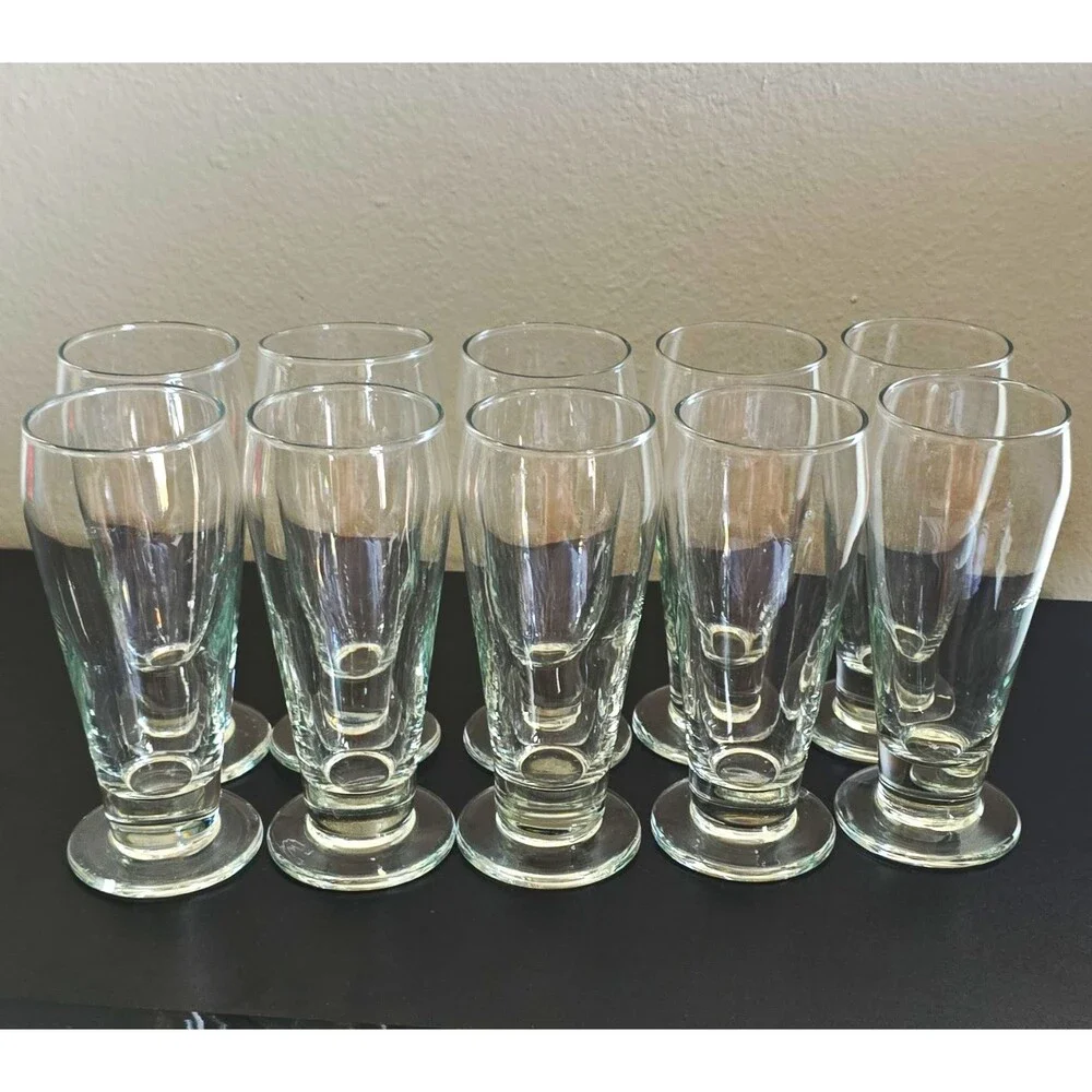 Clear Glass Curved Inward Tumblers 10-Piece Set 10 oz Contemporary